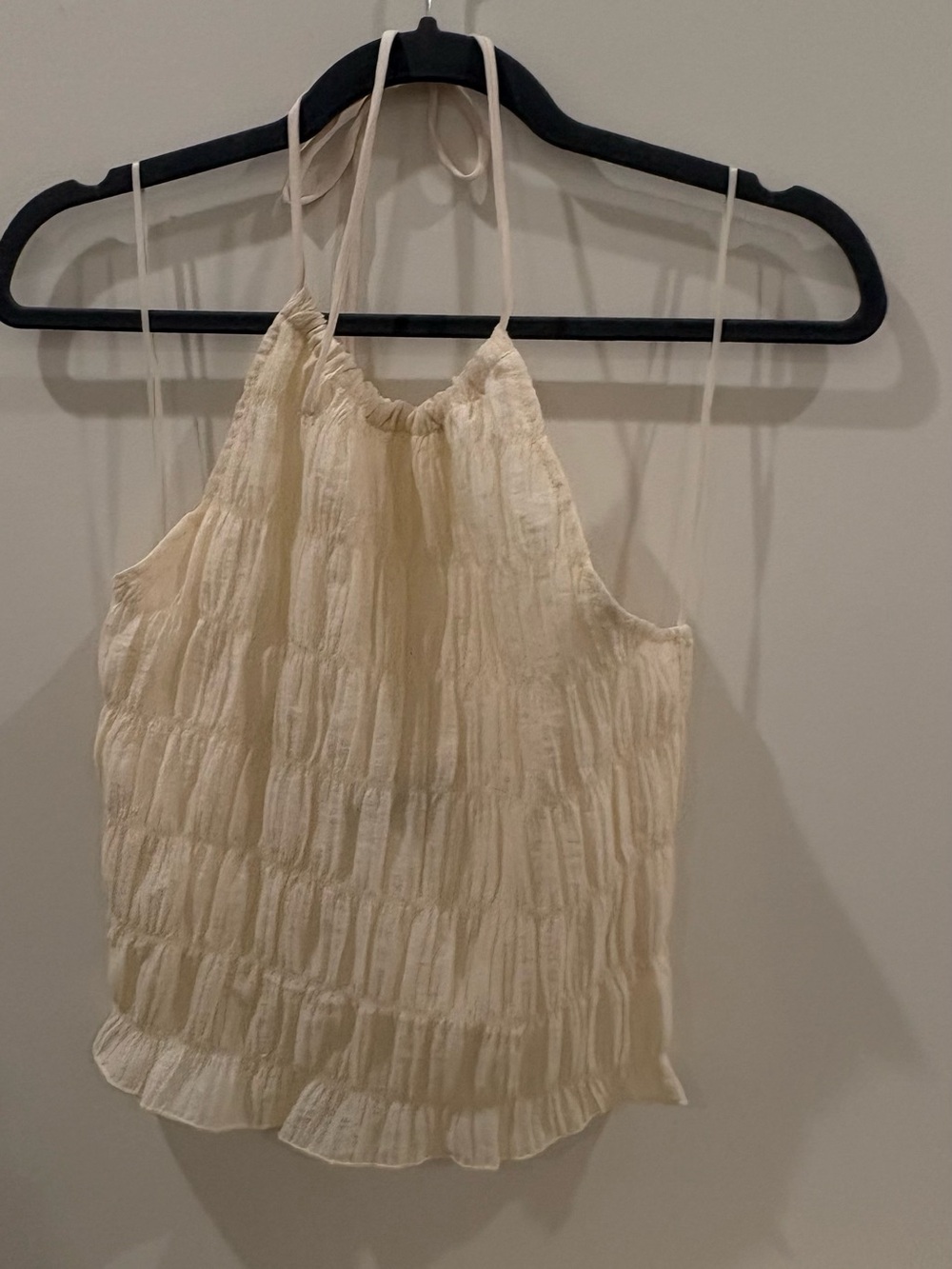 Vici Cream Halter Ruffle Top